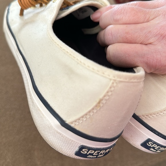 Sperry Top Sider Casual Sneakers Size Womens 9.5 Ivory Blue Trim (TD) - Picture 9 of 10